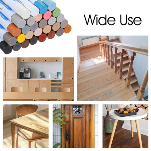 All In One Wood Repair Kit With 60 Plus 2 Pcs, 30 Color Wax Filler Sticks And Scrapers for furniture and floor touch-ups
