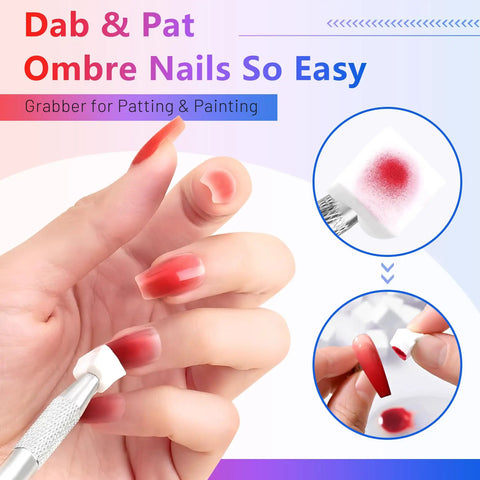 Applying ombre nails with 24 Color Hema Free Solid Gel Nail Polish Kit With Ombre Gel And Pat Paint Gel using pro brush
