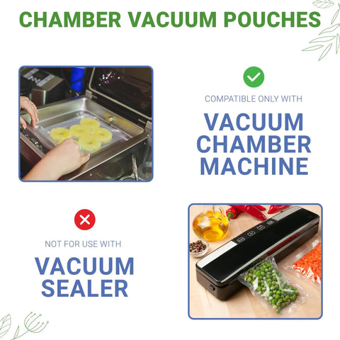 Clear 6x10 Inch 3 Mil Chamber Vacuum Sealer Bags, 500 Pack, Pre-Cut Pouches With Tear Notch, BPA-Free Heavy-Duty Chamber Bags For Your Vacuum Chamber Machine in use with vacuum chamber machine