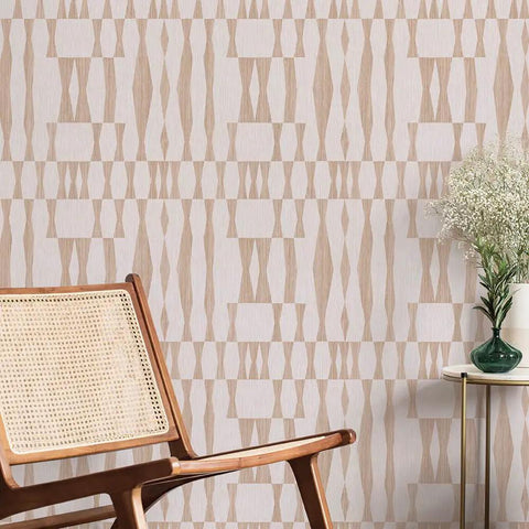 Beige Textured Faux Grasscloth Geo Removable Peel And Stick Wallpaper Self Adhesive No Glue Needed For Easy Do It Yourself Wall Decor 20.5 Inch By 16.5 Foot Roll Made In USA Jute Look