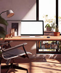 Slick Under Desk Computer Mount Bracket For Small Form Factor PCs And Gaming Rigs That Will Kick Clutter To The Curb While Upgrading Your Home Office Setup And Keeping Gear Securely Fastened on a wooden desk with a monitor, plant, and lamp.