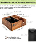 Eight In One Espresso Knock Box And Barista Grade Coffee Accessories Organizer With Natural Walnut Base showing compartments