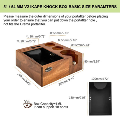 Eight In One Espresso Knock Box And Barista Grade Coffee Accessories Organizer With Natural Walnut Base showing compartments