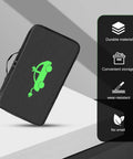 Heavy Duty Waterproof Oxford EV Charger Bag Stores All Your Cables And Guns Securely Includes A Comfy Grip Handle Universal Fit on a stylish background.