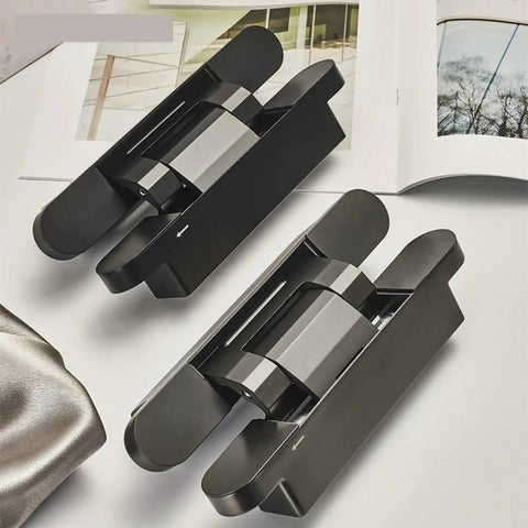 Heavy Duty Concealed Door Hinges With Silent Ball Bearings For Smooth 180 Degree Swing And Rock Solid Kitchen Cabinet Mounting In All Season Matte Black Finish on a surface.
