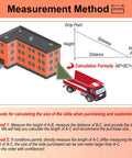 Diagram illustrating measurement methods for Heavy Duty Tarpaulin Unloading Chute With Slick Canvas Slide for cargo transport.