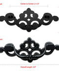 8 Pack Matte Black Drop Bail Drawer Pulls Two And A Half Inch Center Vintage Cabinet Handles, front and back view.