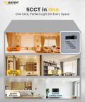 5CCT in One showcasing varied color temperatures for different rooms with 48 Pack Slick 6 Inch LED Recessed Lights Delivering Hella Bright Output With Sleek Canless Wafer Design For Dead Simple Cut In Install And Smooth Fifty To Hundred Percent Dimmable Functionality.