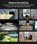 Screenshots of 1080P HD WiFi Wired Indoor Outdoor Security Camera With Color Night Vision And 2 Way Audio Motion And Sound Alerts Local MicroSD Recording Alexa And Google Compatible Pet And Baby Monitor IP65 Weatherproof White in various settings.