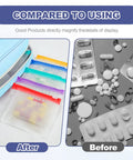 Weekly Pill Organizer For Travel With 14 Pill Pouch, Waterproof, twice daily dosing, BPA-Free medicine storage shown in use