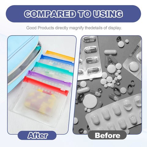 Weekly Pill Organizer For Travel With 14 Pill Pouch, Waterproof, twice daily dosing, BPA-Free medicine storage shown in use