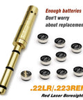 End Barrel Laser Bore Sight For.22LR And.223 Rem, No Fuss Fit, Class IIIa Red Laser shown with LR41 batteries