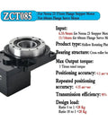Heavy Duty Hollow Rotary Actuator Turntable Featuring Rock Solid Precision Ratios Up To Two Hundred To One For Cnc Cutting Tables And Automation Replaces Cam Indexers Smooth Five Axis Platform Direct Mount To Nema 42 Motors, showcasing cross roller bearing design.