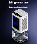 Portable Evaporative Swamp Cooler Game Changer With 10L Tank, showing split water tank and LED display for efficient cooling.