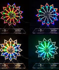 Four views of 7 Color Ferris Wheel Soldering Practice Kit Rotating LED Electronics DIY Project with colorful LEDs on base.