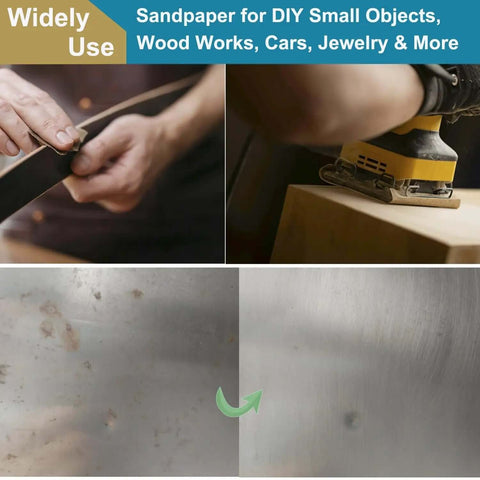 Workhorse 52 Sheet Aluminum Oxide Sandpaper Variety Pack used on wood and metal surfaces for DIY small objects and crafts