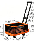 Heavy Duty Foldable Push Cart Dolly Platform Truck With Telescopic Handle And Guard Rails 330 Lbs Capacity Flatbed To Cart In Seconds Perfect For Warehouse Garage Office Hotel Moves, 23x15.7in