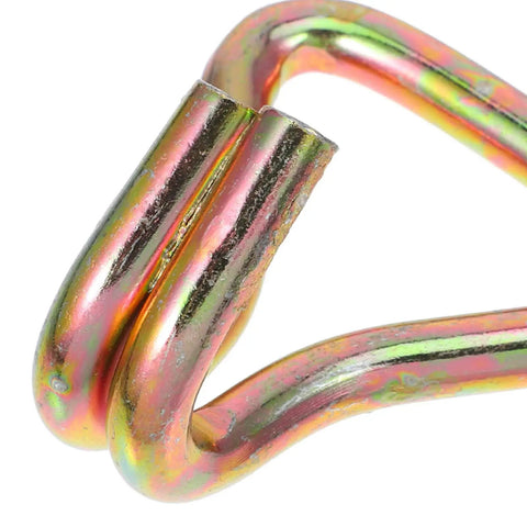 Close-up of Heavy-Duty Zinc Plated Double J Hooks Set for Ratchet Straps, 1 Inch Truck Straps with Antislip Surface, showing zinc finish
