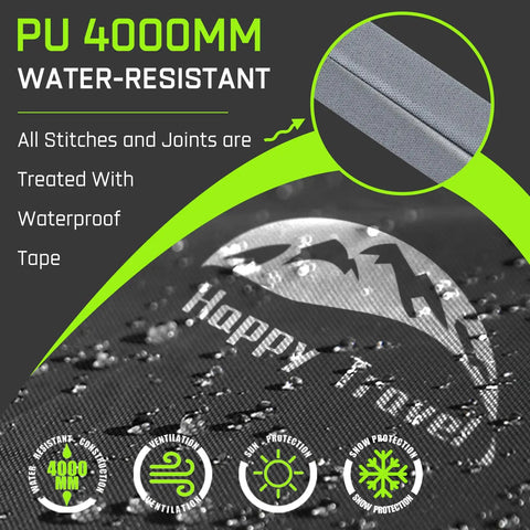 Oversized Outdoor Bike Storage Tent Shed With Window Waterproof Shelter fabric and PU 4000MM water-resistant stitching detail