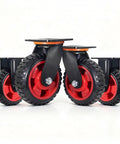 Six Inch Caster Wheels Set With Two Swivel And Two Fixed Heavy Duty Swivel Plate Casters Knobby Rubber Tread