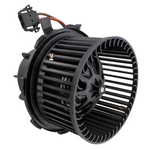 Heavy Duty Front Heater Motor AC Blower Assembly With Fan Cage For Audi A4 A5 Q5 showing black fan cage and motor design.