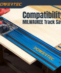Sledge Through Long Boards With This 110 Inch Track Saw Guide Rail Set For Milwaukee Tools Featuring Dead On Accuracy Extruded Aluminum Bars And Quick Release Clamps, showcasing compatibility with Milwaukee track saw.