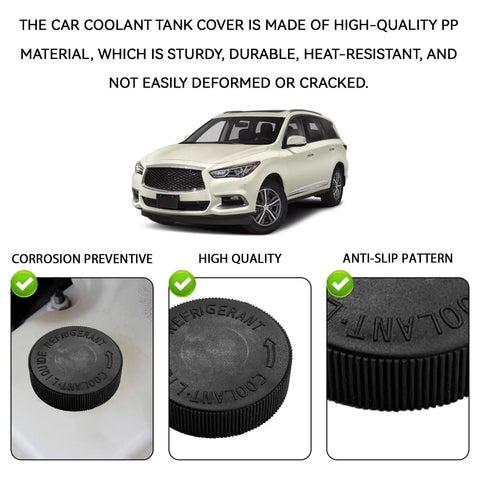 Heavy Duty Coolant Reservoir Cap And Radiator Overflow Tank Lid Oem 21712 79900 Straight Swap For Infiniti Nissan Renault Two Pack showcased with a durable black coolant cap.