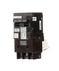QPF2 GFCI Ground Fault Circuit Breaker, 50 Amp, 2 Pole, 240 Volt, 10,000 AIC, Self Test UL 943, showing front view and pigtail.