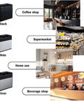 Game Changer Electric Espresso Knock Box And Automatic Portafilter Cleaner displayed in coffee shop, supermarket, home, and beverage shop settings.