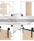42 By 84 Inch Sliding Barn Door With Seven Foot Hardware Kit Included Unfinished Solid Spruce Wood Panel Stainable DIY Build No Sweat Setup Hella Smooth Rolling Track Rail For Your Home Refresh assembly guide with parts and installation steps.