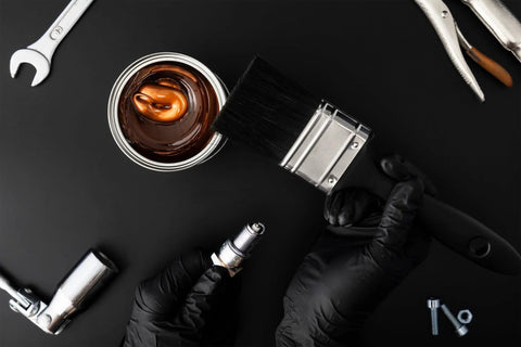 Copper Based Anti Seize Lubricant 11 oz can with brush and tools for fasteners, sparking plugs, and manifolds in harsh environments.