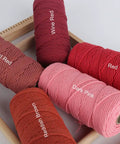 Natural Macrame Cord 2mm Thick 220 Yards Colorful 3 Strand Twisted Cotton Rope with Rust Red, Wine Red, Red, Dark Pink, Reddish Brown