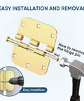 30 Pack 3-1/2 By 3-1/2 Inch Door Hinges With Removable Pin For Quick Door Swaps, Matte Black Finish, tutorial on pin removal