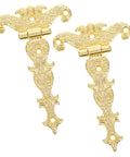 2 Pack Vintage Zinc Alloy Hinges For Wood Boxes And Jewelry Boxes Decorative Gold Yellow Metal Cabinet Hinges With Easy Install