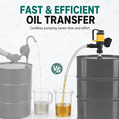 Heavy Duty 1000W Cordless Oil Drum Pump With Hose, Wireless Fuel Transfer System. 92cm Aluminum Tube And 7m Lift Power For Diesel Lube Water Mobile Barrels Efficient On Site Work. No Cords Needed