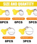 30-Pcs Stainless Steel Hose Clamps Set 5/16 To 1-1/8 Inch key-type sizes and quantities illustration