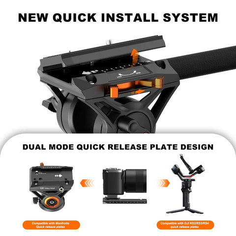 Lightweight Aluminum Video Camera Monopod With Feet For Travel Extends From 26 Inches Folded To 73 Inches, Supports Up To 22 Lbs