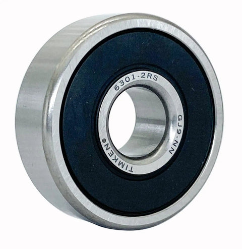 2 Pack 6301 2RS Double Rubber Seal Bearings 12x37x12mm For High Speed Rigs, DIY Projects, And Small Machinery, shielded bearing close-up