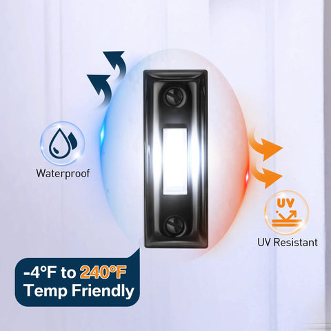 Heavy Duty Metal Doorbell Push Button With Bright White LED Light, Hardwired Doorbell Button, Waterproof and UV Resistant on white wall