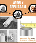 2 Pack 4 Inch Sewer Cleanout Cap Cover For Most Pipe Ends In Sinks And Pools Mechanical Steel Expansion Plug With Durable Rubber Gasket Floor Drain Cap For PVC Pipes End Cap For Sewer Cleanouts, shown with measurement guide for installation.