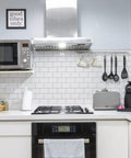 Peel And Stick Backsplash Tile Kit 12x12 Off White Subway Tiles With Grey Grout 10 Sheets Easy DIY No Mess Eco Friendly Kitchen Upgrade