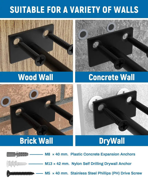 Hidden Floating Shelf Brackets 12 Pack 8 Inch Concealed Wood Shelf Support shown with wall compatibility options for DIY decor