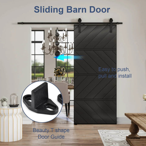 Sliding Barn Door 36 By 84 Inches With Pre Drilled Slab, Hardware Kit And Handle, MDF And PVC Surface, installed in living room