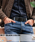 2 In 1 Reversible Ratchet Belt For Men With Stretch Black And Beige Adjustable 34 To 38 Inch Waist Black Color