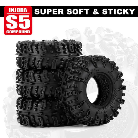 36x14mm 0.7 Inch Swamp Claw RC Tires For 1/30 Axial SCX30 With Soft Sticky S5 Compound And Silicone Inserts