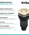 Flat Top Garbage Disposal Air Switch Button In Spot Free Antique Champagne Bronze shown with features like durable construction.