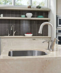 Spot Resist Stainless Deck Mounted Kitchen Soap Dispenser With Above The Sink Refillable Bottle on modern countertop