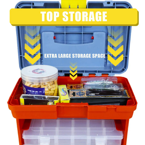 Tackle Box Organizer With Four Drawers And Nineteen Compartments For Hardware Fishing Tackle Beads And More Red Portable Storage Tool Box With