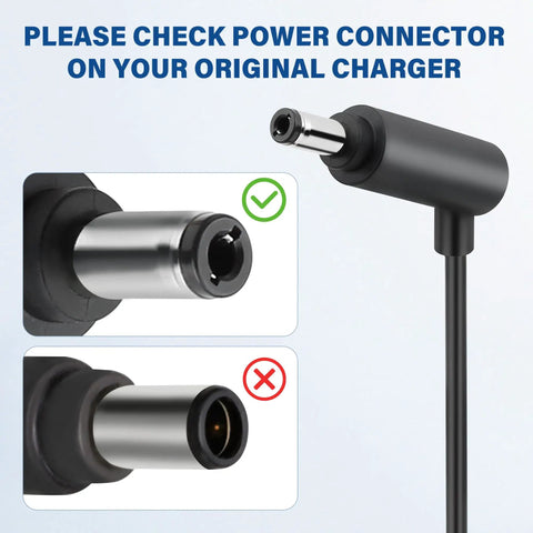 Close-up of charging plug compatibility for Cordless Vacuum Charger For V6 V7 V8 DC58 DC59 DC61 DC62 SV03 SV04 SV05 SV06 SV07 SV09