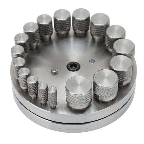 Disc Cutter Set With Seventeen Dies For Metal Forming Punch Die Discs Durable Steel Construction Great For Brass Gasket And Styrene Sheet Crafting Ideal For DIYers And Jewelry Makers At Home